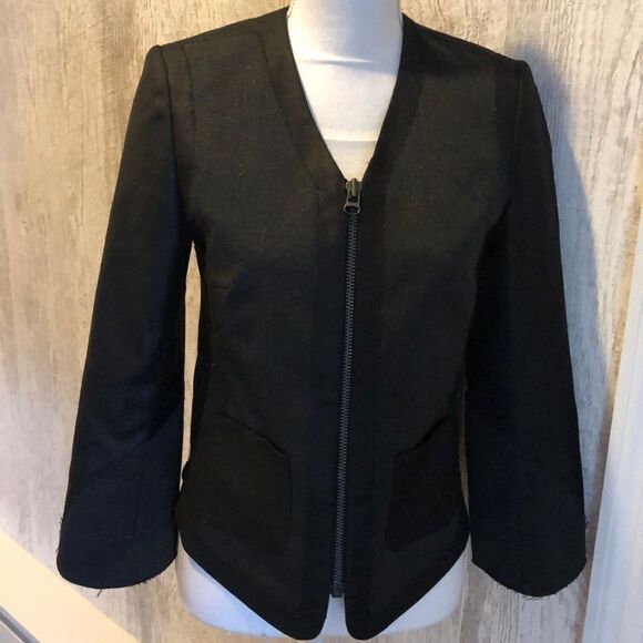 Zadig & Voltaire Deluxe Black Shimmer Zip Blazer - Size M - Picture 1 of 8